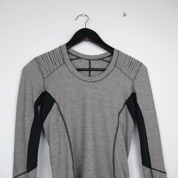 LULULEMON Star Runner Long Sleeve in Tonka Stripe Cashew / Heathered Black - Picture 4 of 9